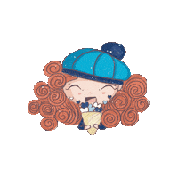 olgamigurumi hearts in love cute girl red hair Sticker