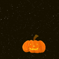 Illustrated gif. White ghost emerges from the mouth of a Jack-O-Lantern set against a starry sky background. The ghost puts on a blue face mask that reads "boo."