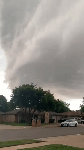 Large Cloud Towers Over Lubbock, Texas, Amid Tornado Warning