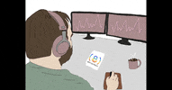PrettyEasyPodcasts coffee radio headphones podcasting GIF