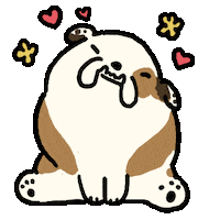 alien_marguerite happy dog puppy bulldog Sticker