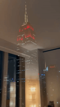 Empire State Building Lit in Kansas City Chiefs Colors Following Super Bowl Win