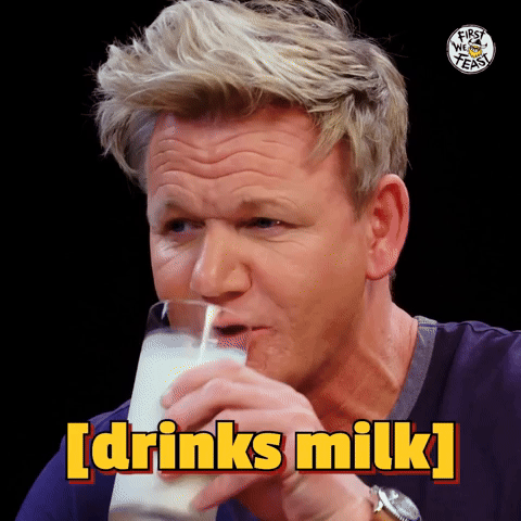 Drinks milk