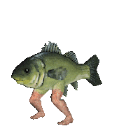 skcotterell dancing running fish sneaking Sticker