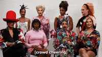 [crowd cheering]