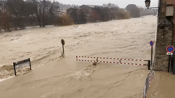 Quayside in Southern French Town Swallowed by Storm Gloria Floodwater