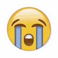 Digital art gif. Sobbing emoji starts rippling like it's a reflection in a pool of water.