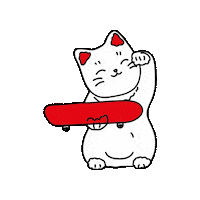 Yudesign sport cat japan skateboard Sticker