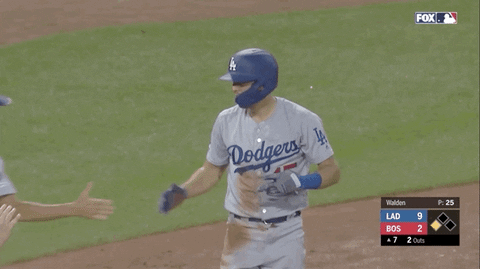 thefrosty giphyupload high five dodgers low five GIF