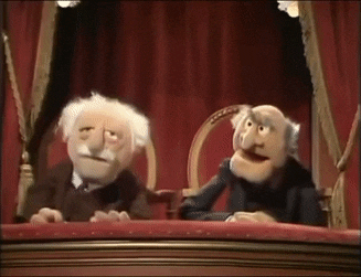 ForeverYoungAdult giphyupload muppets statler and waldorf heckling GIF