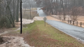 Road Flooded in Powdersville After Thunderstorms Drench South Carolina
