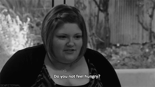 hungry black and white GIF