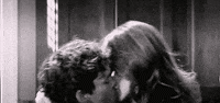 black and white kiss GIF