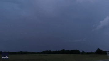 Vivid Lightning Flashes Over Rural North Carolina