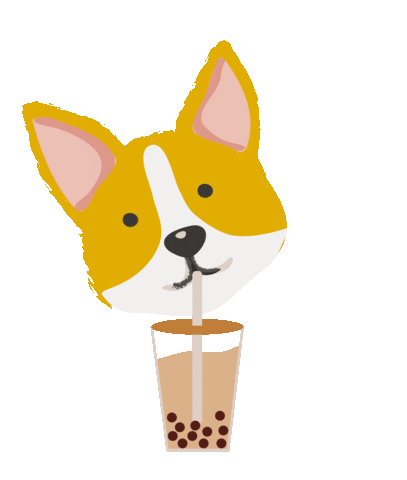 YoumiAtBrewingDreams giphyupload dog corgi bubble tea Sticker