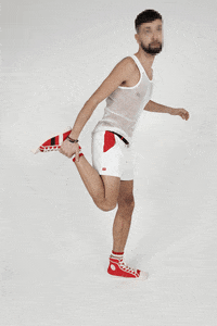 Distyled sports excited jumping move GIF