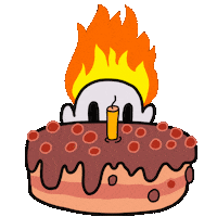 TanyaDraws fire birthday happy birthday cake Sticker