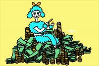 Poodle On Pile Of Money