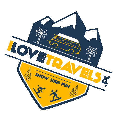 ilovetravels travel snow surf ski Sticker