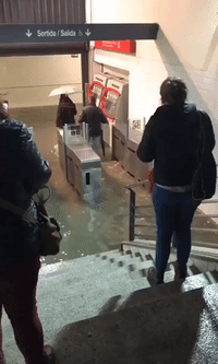 Train Station Flooded as Remnants of Storm Gloria Continue to Hit Spain