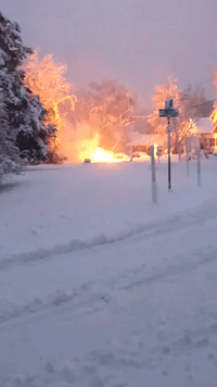 Nor'Easter Storm Sparks Power Line Fires in Bridgewater, New Jersey