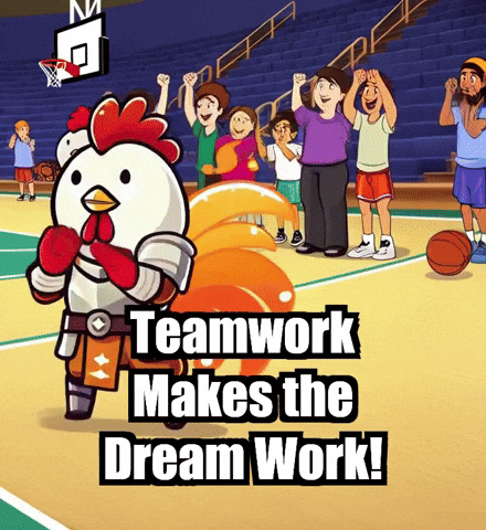 Teamwork Makes The Dream Work Basketball GIF by Zorooster