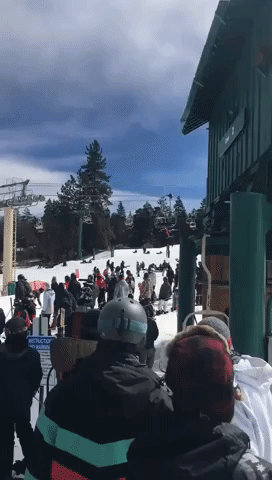Young Skier Left Dangling From Bear Mountain Chair Lift