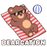 Sunbathing Teddy Bear Sticker by BEARISH