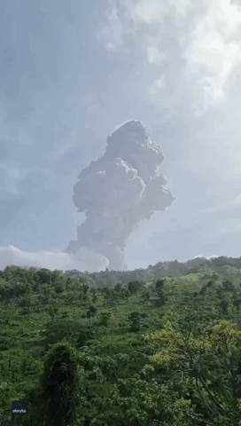 Volcanic Eruption on St Vincent Produces Towering Column of Ash