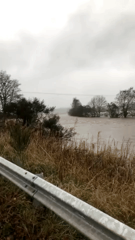 Floodwaters Swamp Roads in Eastern Scotland