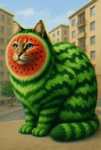 Cat Watermelon GIF
