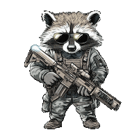 Special Forces Racoon Sticker by hashtagvector