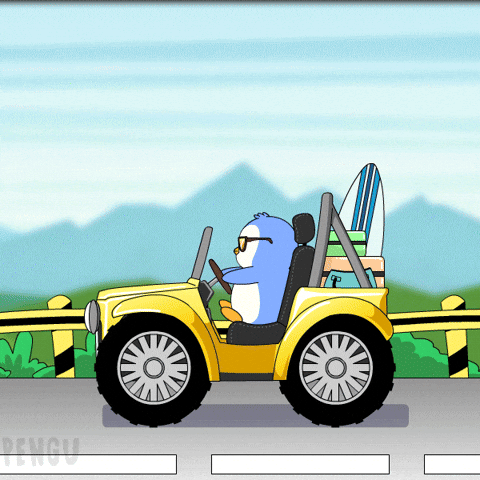 Travel Driving GIF by Pudgy Penguins