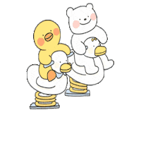 goodnee happy bear cheer duck Sticker