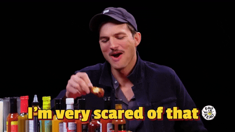 Scared Ashton Kutcher GIF by First We Feast