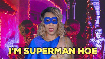 ComedianHollyLogan halloween mask comic superman GIF