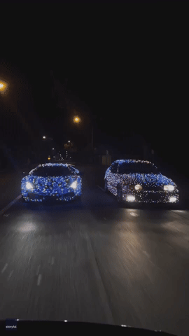 Cars Wrapped in Lights Bring Holiday Cheer