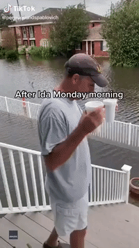 Man Braves Hurricane Ida Flood to Deliver Coffee to Neighbor