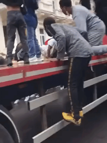 Protesters Jump on Truck During London Black Lives Matter Demonstration