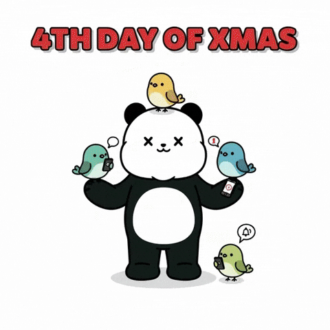 12 Days Of Christmas Cartoon Birds GIF by Kanpai Pandas
