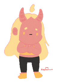 meoweievuiart kawaii nervous demon chibi Sticker
