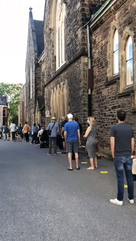 Canadians Line Up in Toronto to Vote in Federal Election