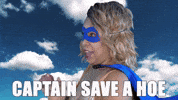 ComedianHollyLogan mask flying hero superhero GIF