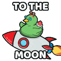 duckieland rocket meteor tothemoon duckie Sticker