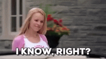 Movie gif. Rachel McAdams as Regina George in Mean Girls walks past Gretchen Wieners and Cady Heron. She tilts her head and gives a fake nice smile to the girls. She says, “I know, right?” 