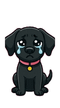Sad Black Dog Sticker