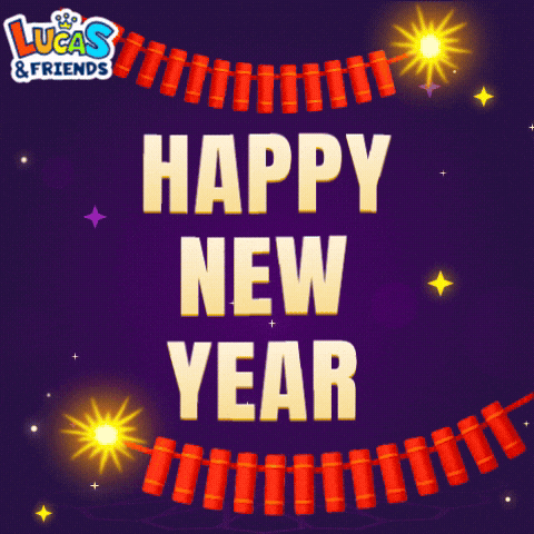 Happy New Year Fireworks GIF by Lucas and Friends by RV AppStudios
