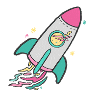 artofanalu space fly doodle rocket Sticker