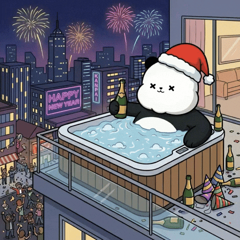 Happy New Year Celebration Time GIF by Kanpai Pandas