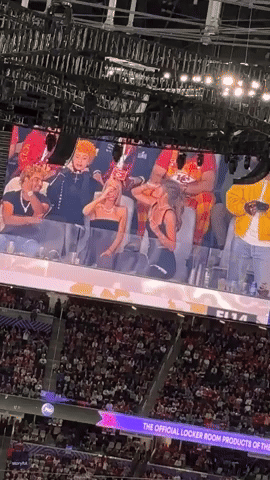 Taylor Swift Seen Chugging Drink on Big Screen During Super Bowl